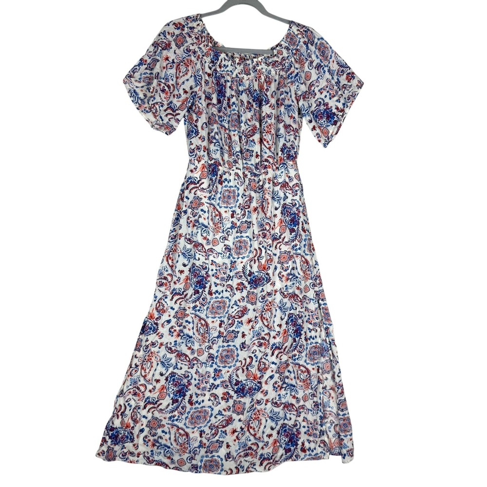 Mello Day Dress Womens Small Multicolor Paisley Midi Boho Fit & Flare Sundress